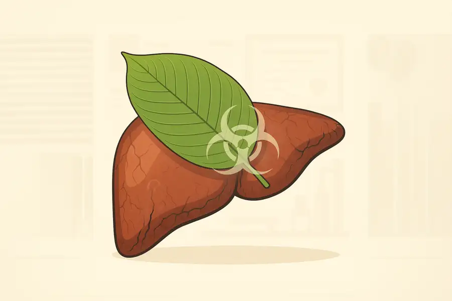 Illustration showing liver damage potentially caused by kratom use, symbolizing kratom's toxic effects on the liver.