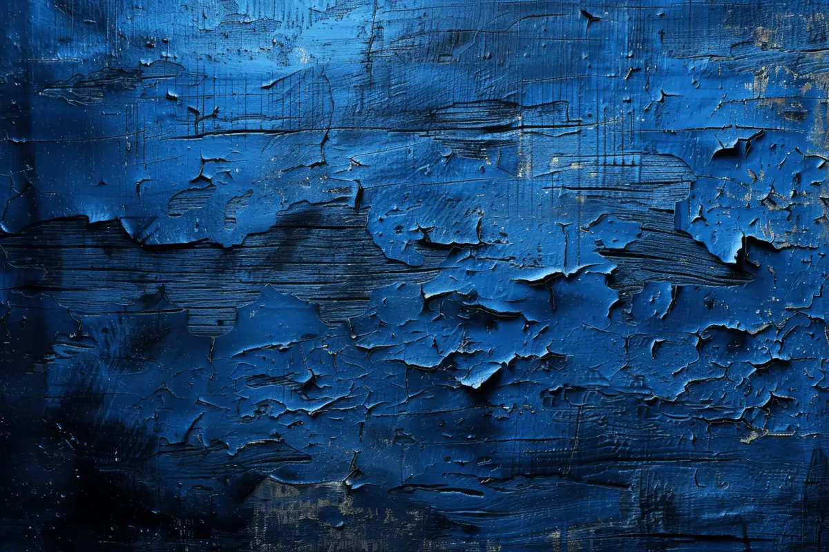 Peeling blue paint on a wall, symbolizing the struggle and recovery from meth addiction.