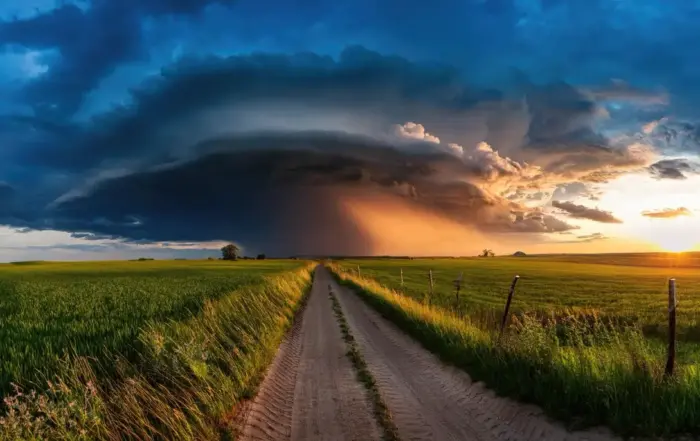 A wide-open field with an incoming storm, representing the daunting experience of getting off Adderall and managing symptoms.