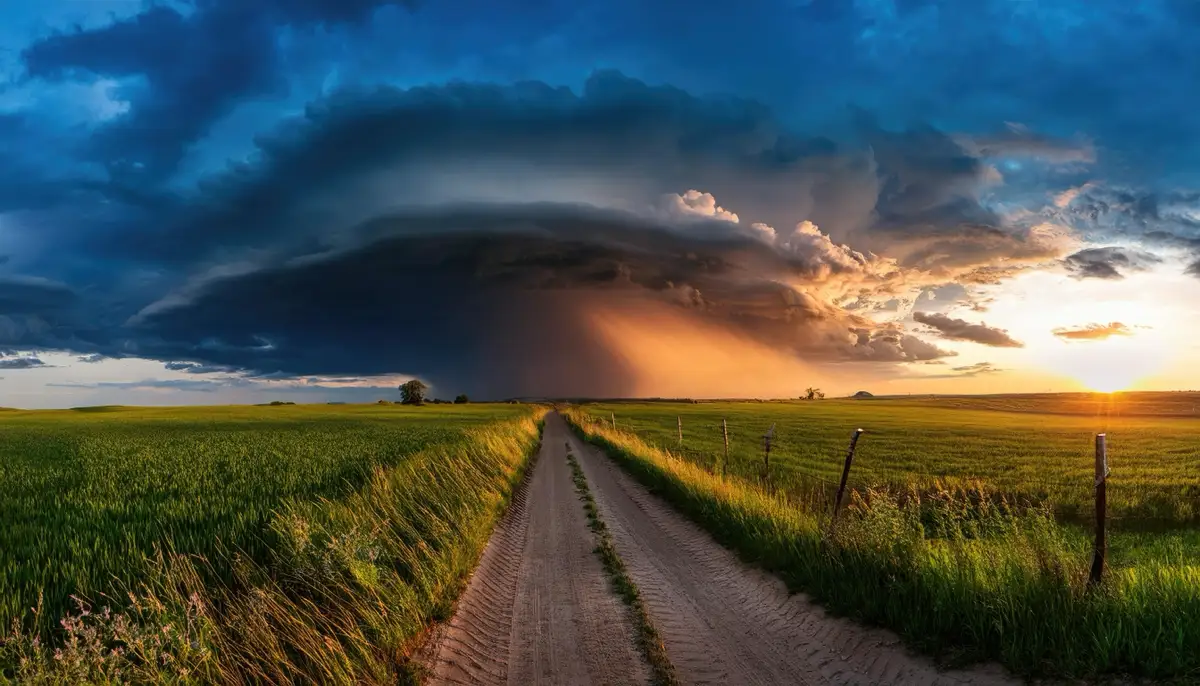 A wide-open field with an incoming storm, representing the daunting experience of getting off Adderall and managing symptoms.